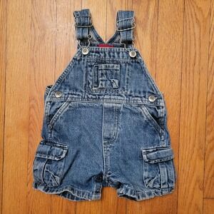 Arizona Baby Jean Overalls Shorts 12 Months Denim Cargo Pocket Shortalls Y2K